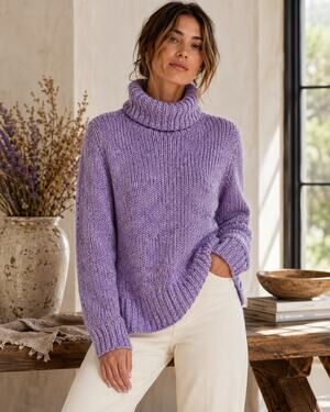 Talbots Purple Wool Mohair Blend Chunky Turtleneck Sweater Women's Small